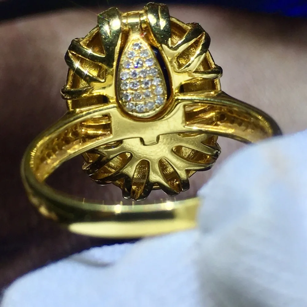 819 ювелирные украшения 18K желтое золото натуральный 3.1ct драгоценный камень, синий сапфир 18k золото бриллианты камень кольцо унисекс для женщин кольца
