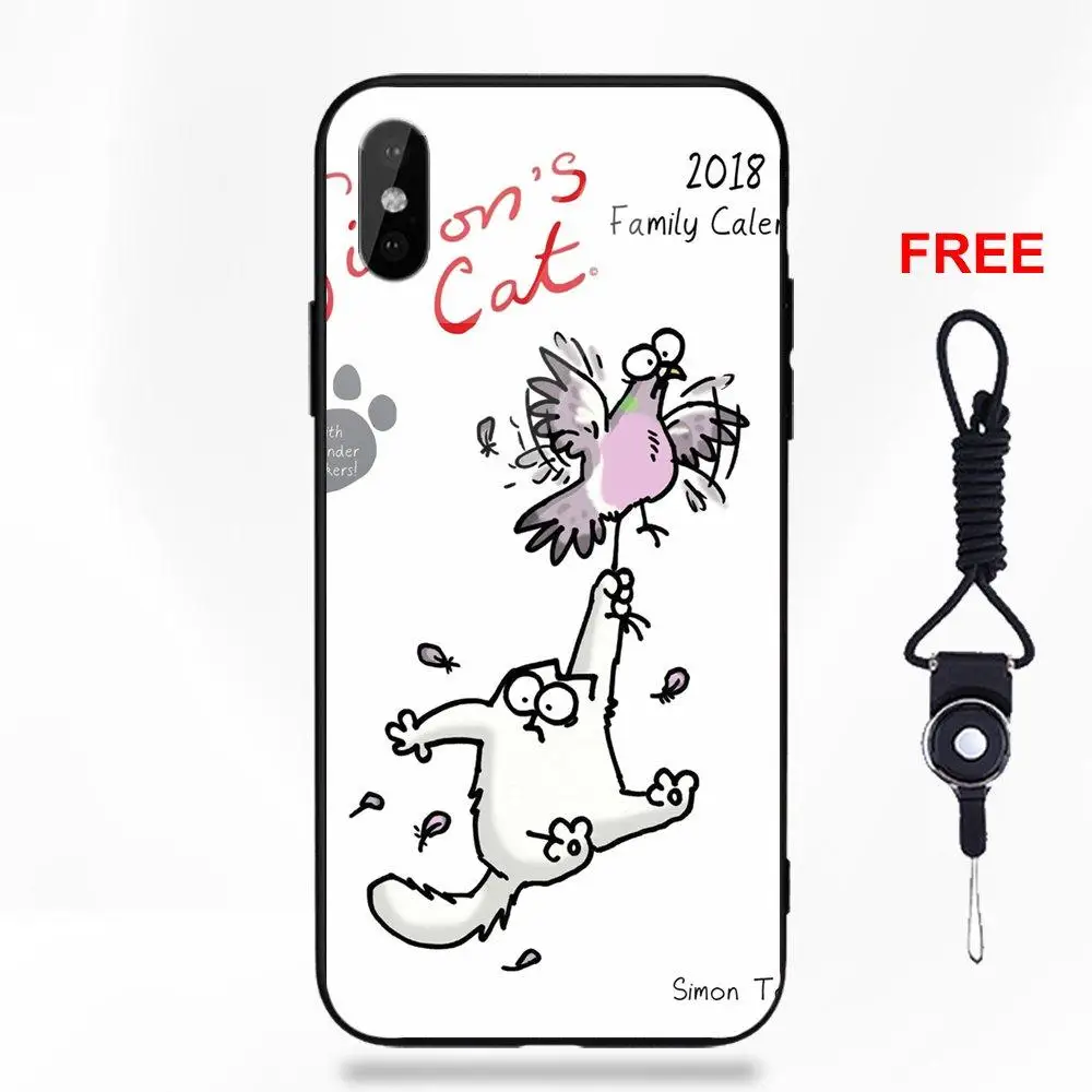 Забавный Милый Белый Кот Саймона для huawei Honor 7X P20 Lite mate 10 Pro Redmi 5 Note 5A 6 Galaxy S8 S9 Plus
