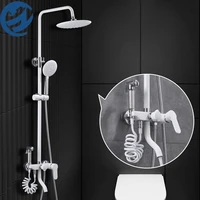 h quality white brass rain shower holder set faucet bathroom shower bidet faucet hotcold mixer shower crane rotatable faucet