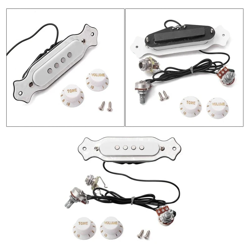 

4 String Guitar Pickup Volume Tone Knobs Pots Wiring Harness for Cigar Box Guitar White