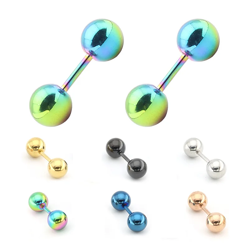 

AsJerlya 2pcs Tragus Helix Bar 4mm Ball Stainless Steel Barbell Daith Oreja Ring Stud Earing Cartilage Ear Piercing Body Jewelry