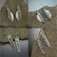 2020 bohemian green leaf dangle earrings for women ethnic abstract vintage silver color indian drop earring oorbellen pendientes