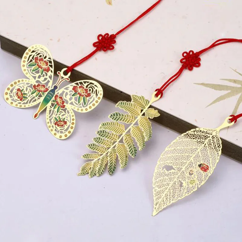 

100 шт Ретро Винтажная закладка с бабочкой дизайн листьев креативные металлические закладки рекламный подарок