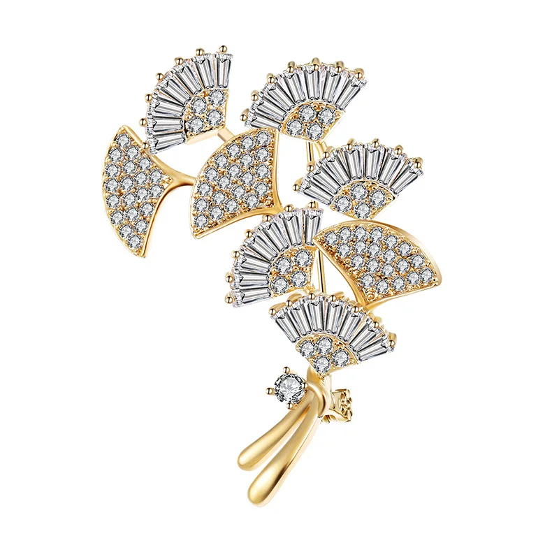 

Vintage Ginkgo Brooch Brooch Transparent Rhinestone Brooch Wedding Bridesmaid Leaf Brooch Dress Jewelry Brooch Female