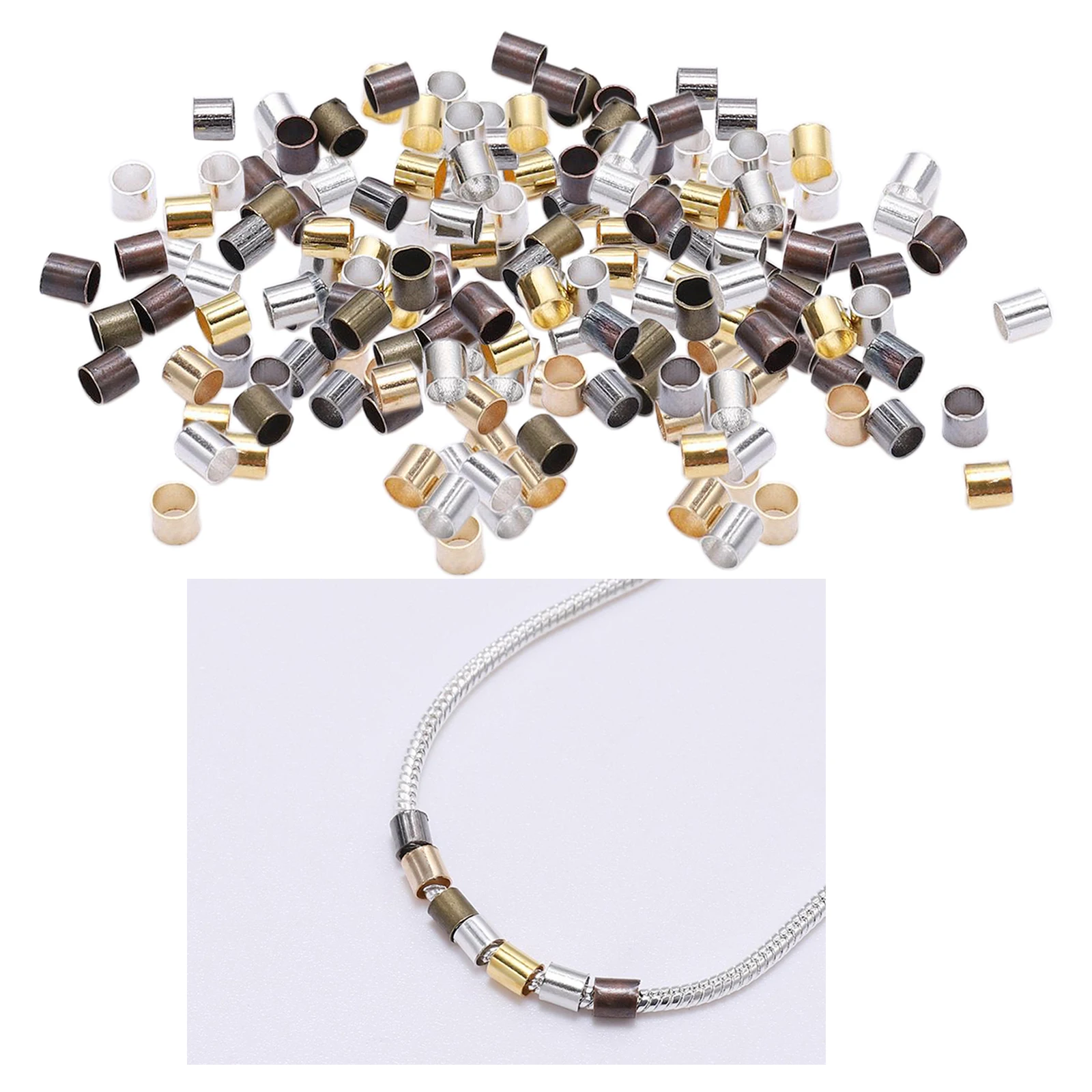

Wholesale 1000Pcs Metal Tube Crimp End Beads Stopper Spacers Crimp Beads DIY