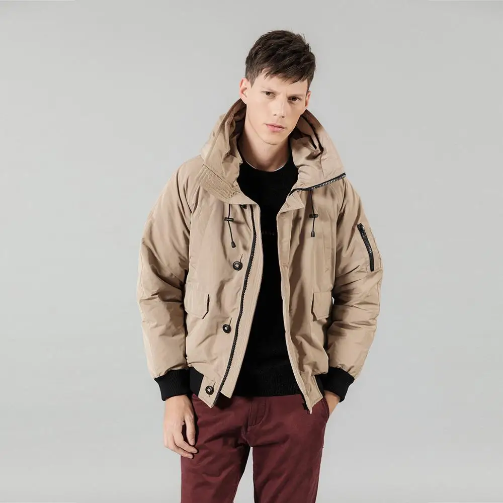 Мужская короткая куртка бомбер SIMWOOD модная теплая на 90% ном сером утином пуху с