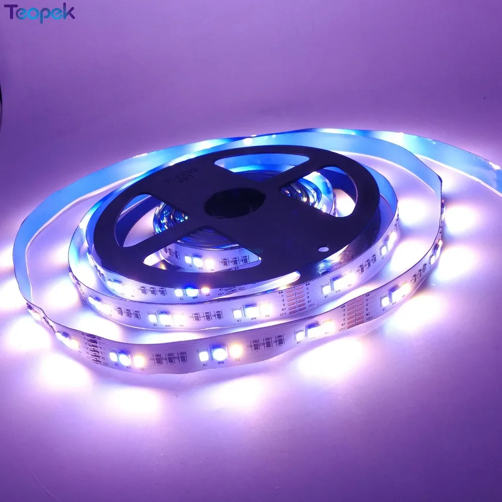 5 м 5050+ 2835 RGB CCT светодиодный светильник RGB Регулируемая Цветовая температура RGB+ CCT 12 В/24 В Светодиодная лента 12 мм PCB