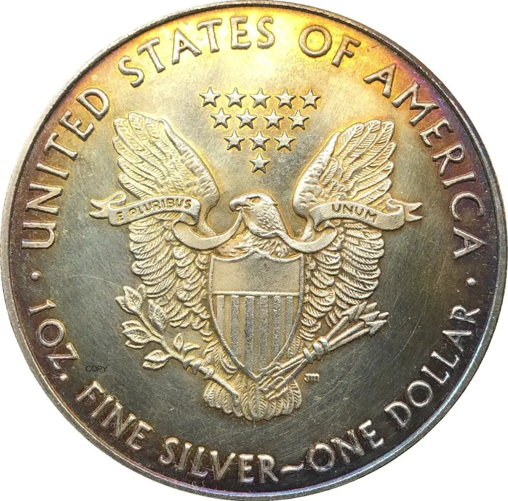 

1 доллар США, американский Серебряный Орел, слиток, монета 1989 1989 S, покрытая серебром, памятная монета, копия монеты
