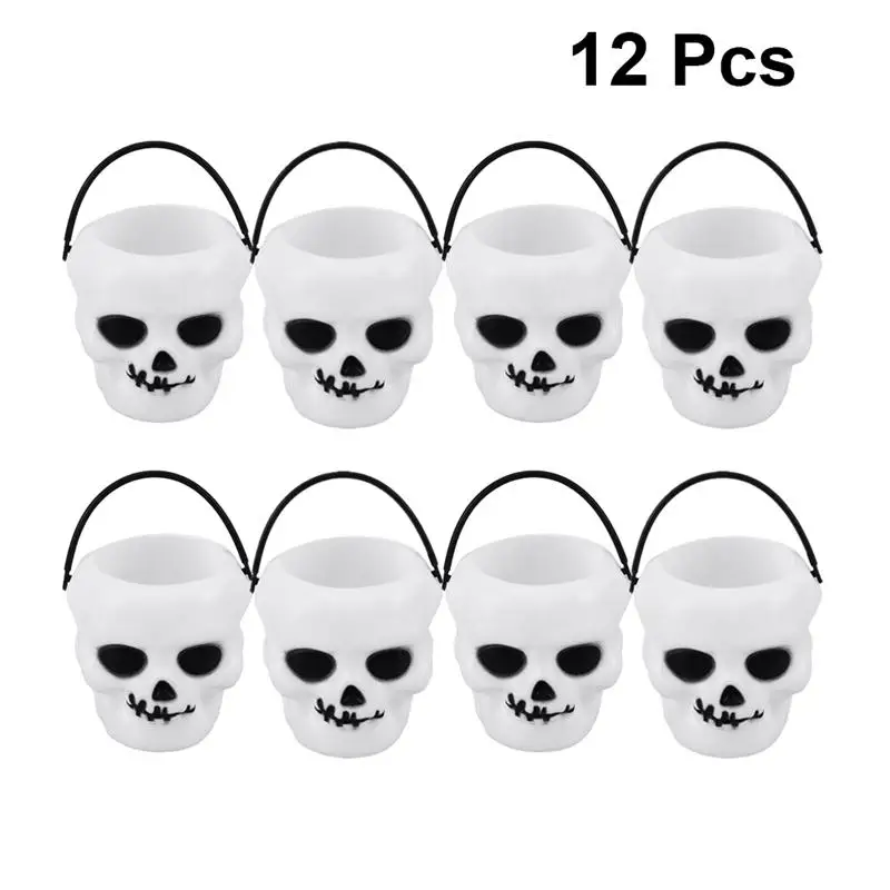 12 шт. портативное ведро для конфет на Хэллоуин с черепом|Подарочные сумки и