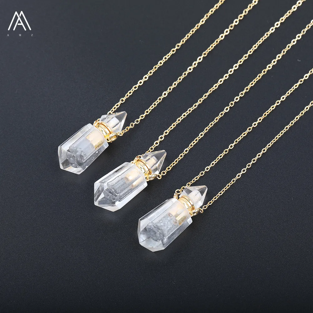 Мини прозрачный белый кварц кристалл флаконы духов Кулоны Оптом хрустальный