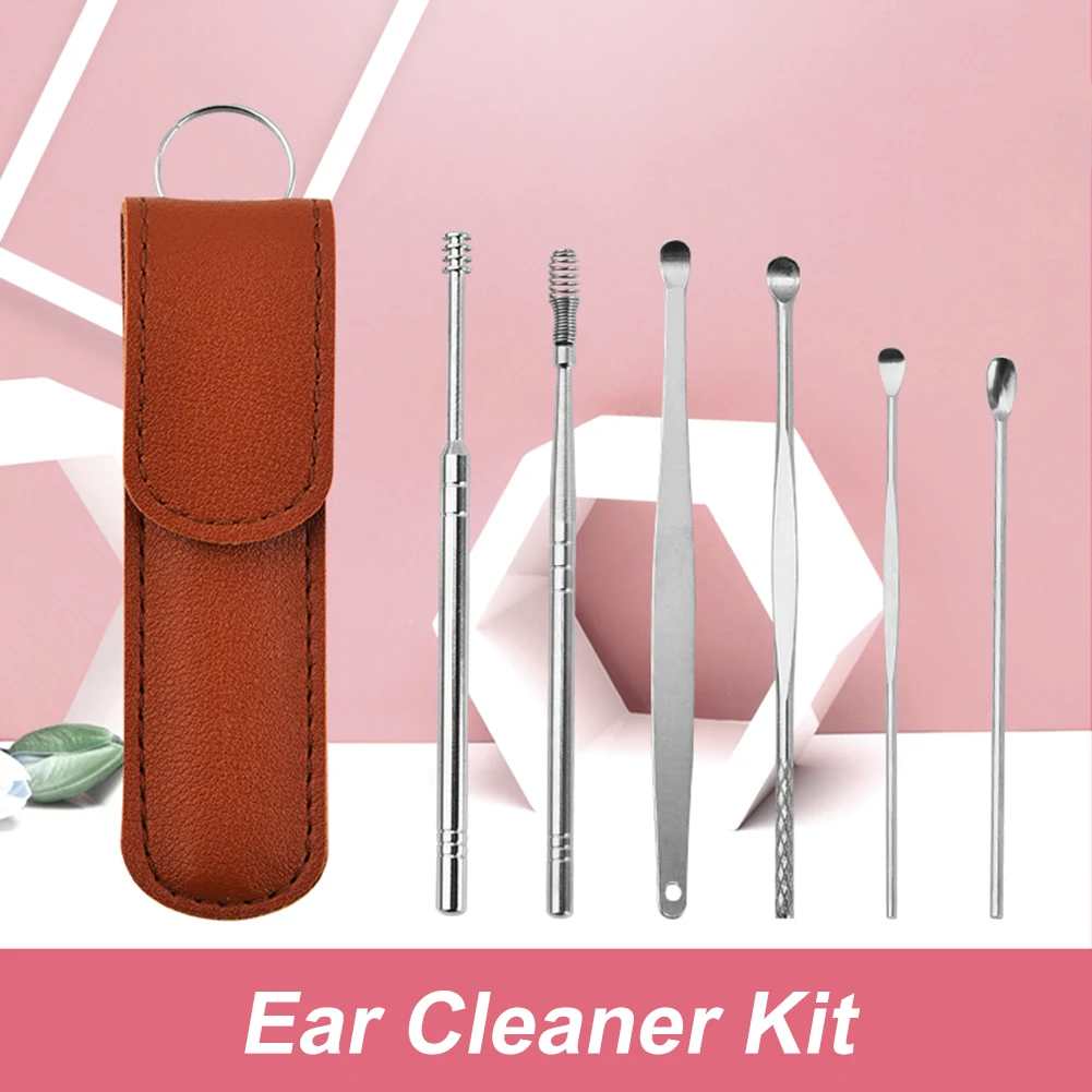 

6pcs Ear Cleaner Ear Wax Remover Wax Removal Tool Earpick Sticks Curette Ear Pick Cleaning Ear Cleanser Spoon Health Care Tools