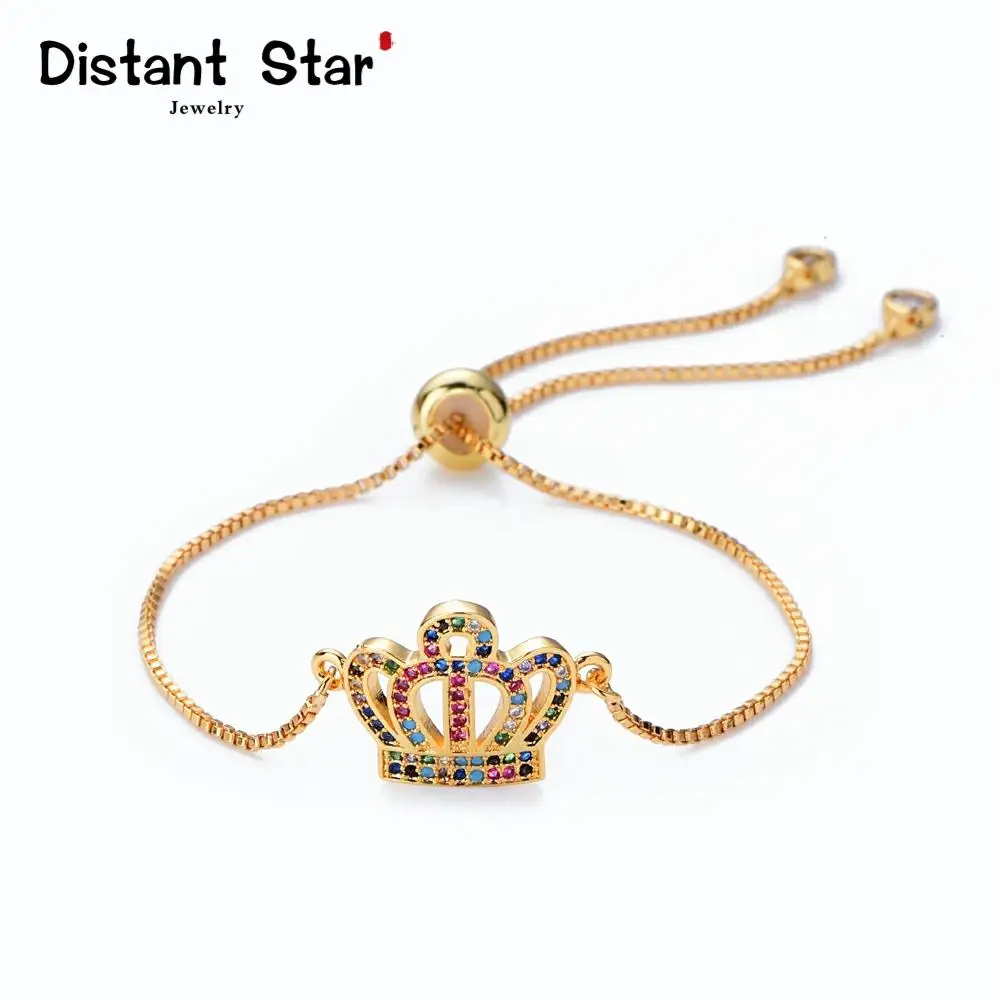 Лидер продаж женские золотистые браслеты с радужной короной ювелирные изделия