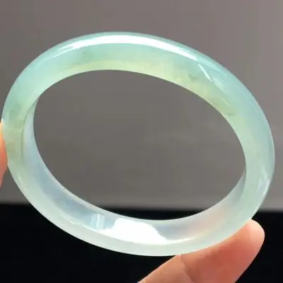 

Zheru Jewelry Natural Light Green Burmese Jade 54-64mm Bracelet Elegant Princess Jewelry Best Gift