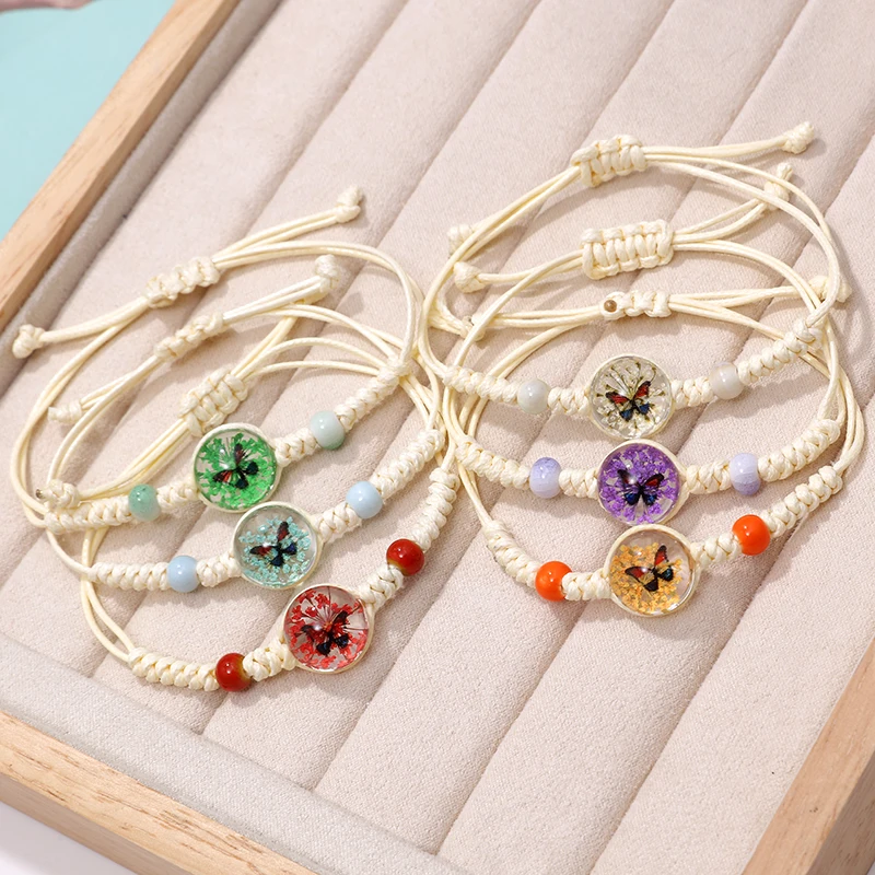 

2022 Creative Cute Cartoon Butterfly Pendant Bracelet Braided Adjust Gift Bracelets Bangles For women Girl Children Wholesale