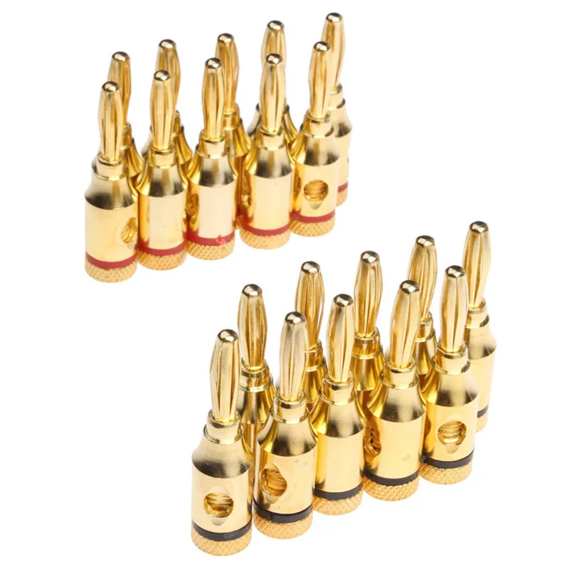 20Pcs 4mm 24k Gold-Plated Musical Cable Wire Banana Plug Audio Speaker Connector Plated Musical Speaker Cable Wire Pin Connector