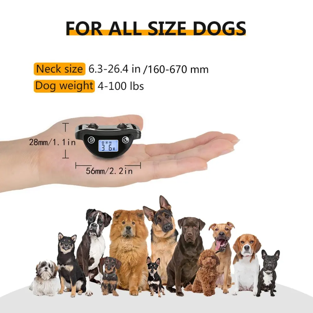 

PaiPaitek PD 218V Rechargeable Anti Shock Collar Dog Bark Sound Vibration Shock Waterproof For Dogs LED Screen