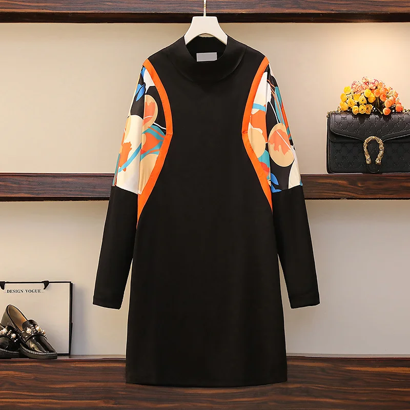 

Plus Size Casual Fashion Printed Women Sweatshirt Dress 2021 Autumn Women Long Sleeve Dress o Neck Loose Mini Sweatshirt Dress