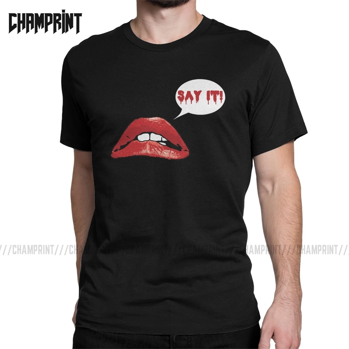 Мужские футболки с надписью Say It The Rocky винтажные хлопковые коротким рукавом