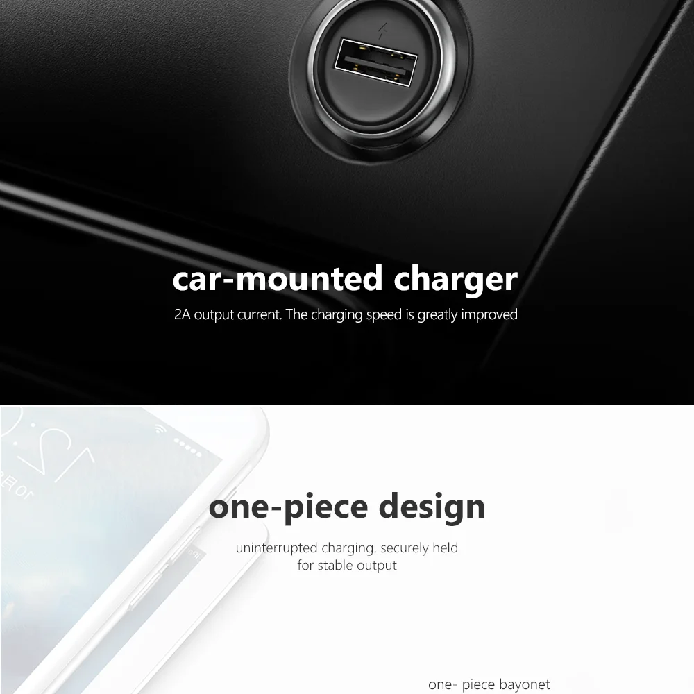 CBAOOO USB 2A Car Charger For iPhone X 8 7 6 metal Fast Car Phone Charger USB Phone Charger in car for Samsung Xiaomi Huawei