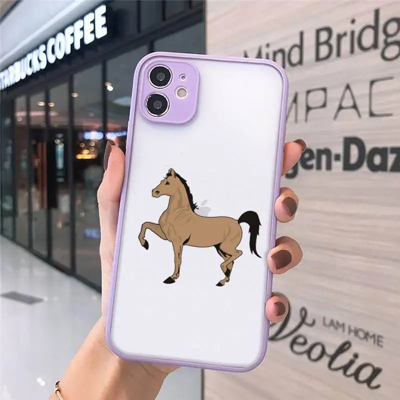 

Running horses Phone Cases matte transparent For iphone 7 8 11 12 plus mini x xs xr pro max cover
