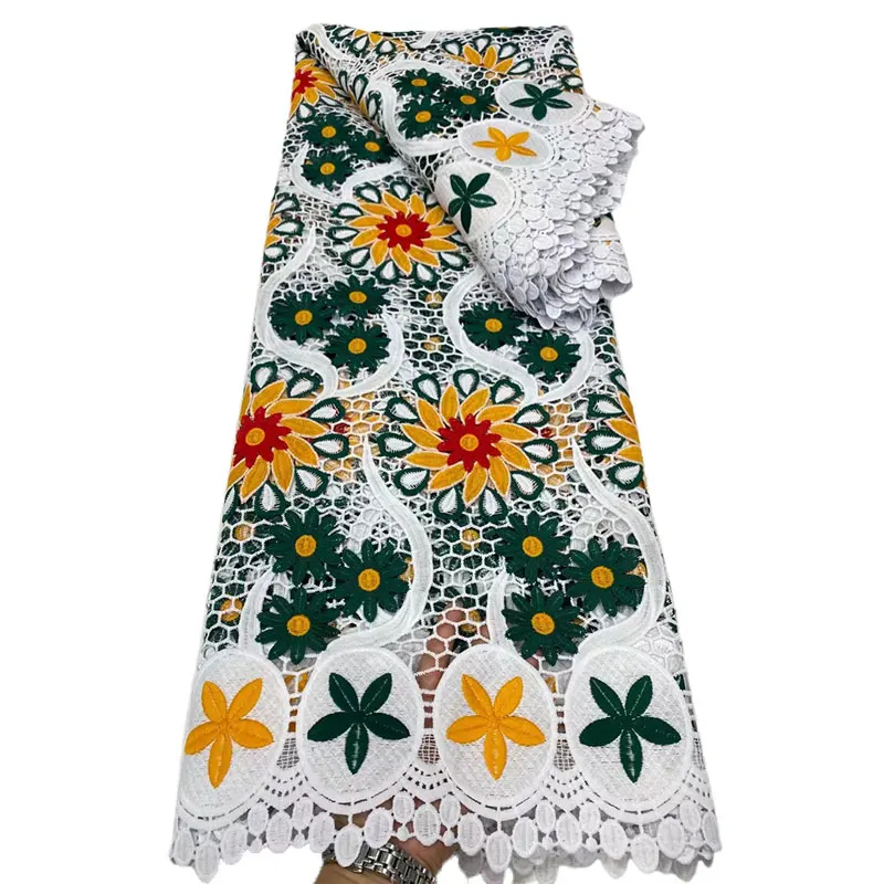 Недорогая гипюровая Высококачественная многоцветная вышивка африканская