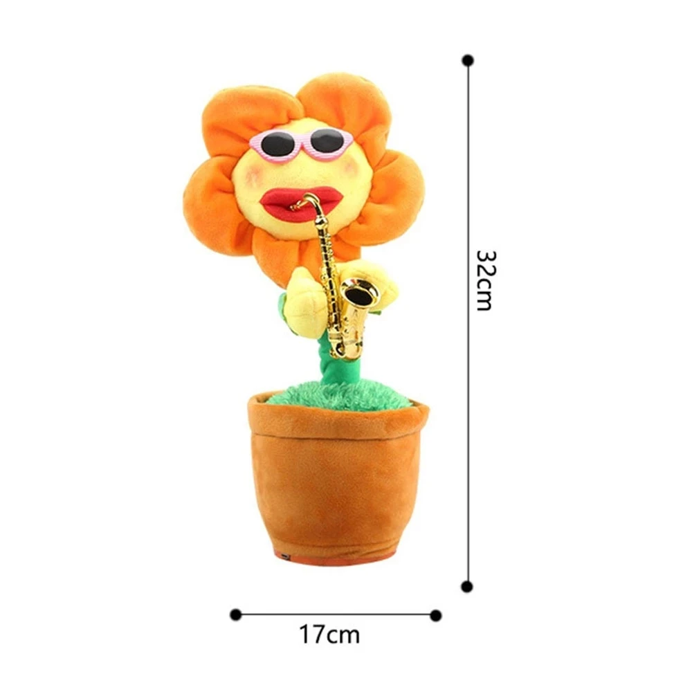 

Electric Dancing Plush Sunflower Toy Funny Gift Singing Speak Talk Sound Record Bluetooth Saxophone Home Decoration Accessories