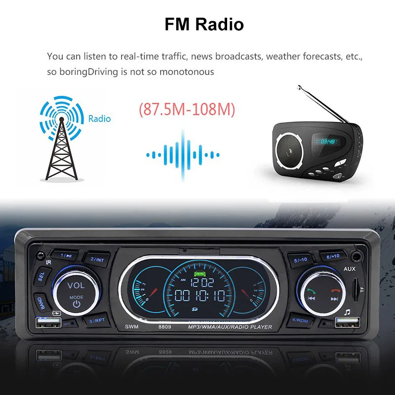 1 Din автомобильное радио Bluetooth MP3 USB Handsfree A2DP FM TF приборная панель шаблон экран