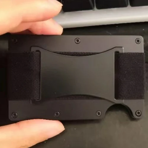Мужской алюминиевый кошелек RFID Блокировка с металлическим зажимом для денег дорожный кошелек минималистичный держатель для карт - Цвет: NEW elastic metal
