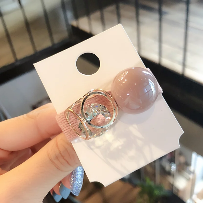 Новые корейские женские веревки для волос с большим кристальным жемчугом