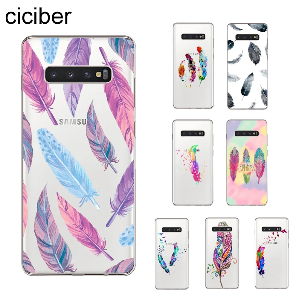 Ciciber Модный чехол с перьями для Samsung Galaxy S9 S8 S7 S6 S10 S10e + Edge Plus S5 Mini чехлы телефонов