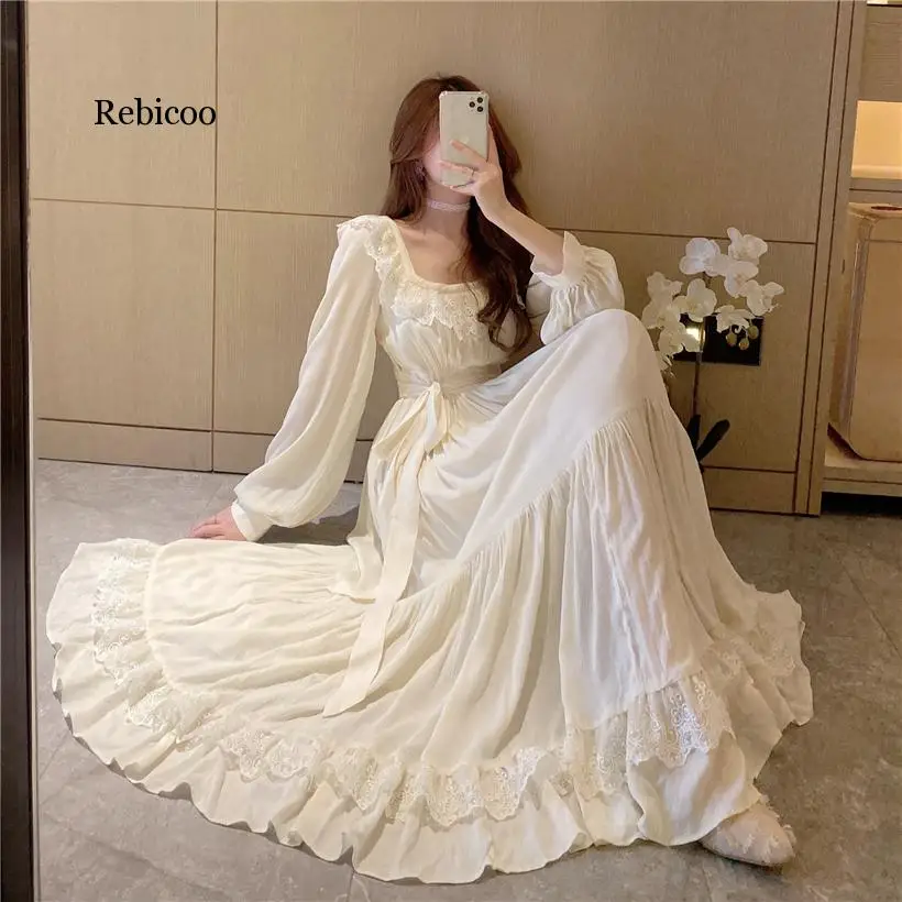 Женское винтажное платье макси с высокой талией тонкое элегантное в стиле бохо