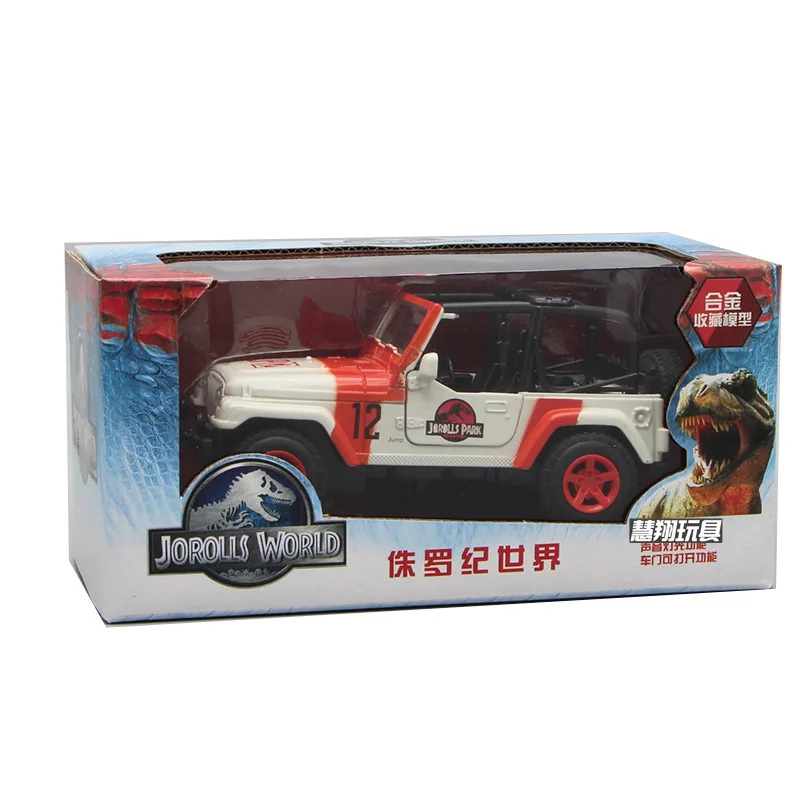 1/32 масштабные металлические автомобильные игрушки Jeep Wrangler, Парк Юрского периода, внедорожник, модель автомобиля, оттягивающие назад автомобили для детей, коллекция подарков