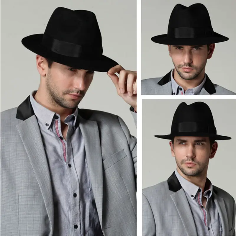 Ретро унисекс жесткая фетровая наклейка-лента в гангстерском стиле для женщин и