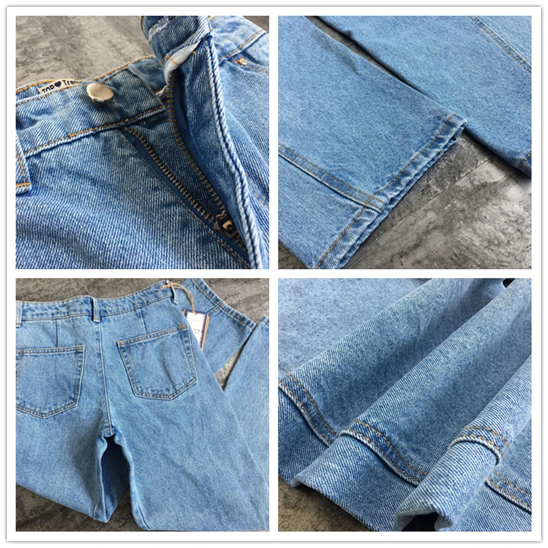 

2020 Boyfriend Jeans Women Wide Leg Pants High Waist Jeans Loose Women Denim Pants Female Light Blue Autumn Jeans Trousers K592