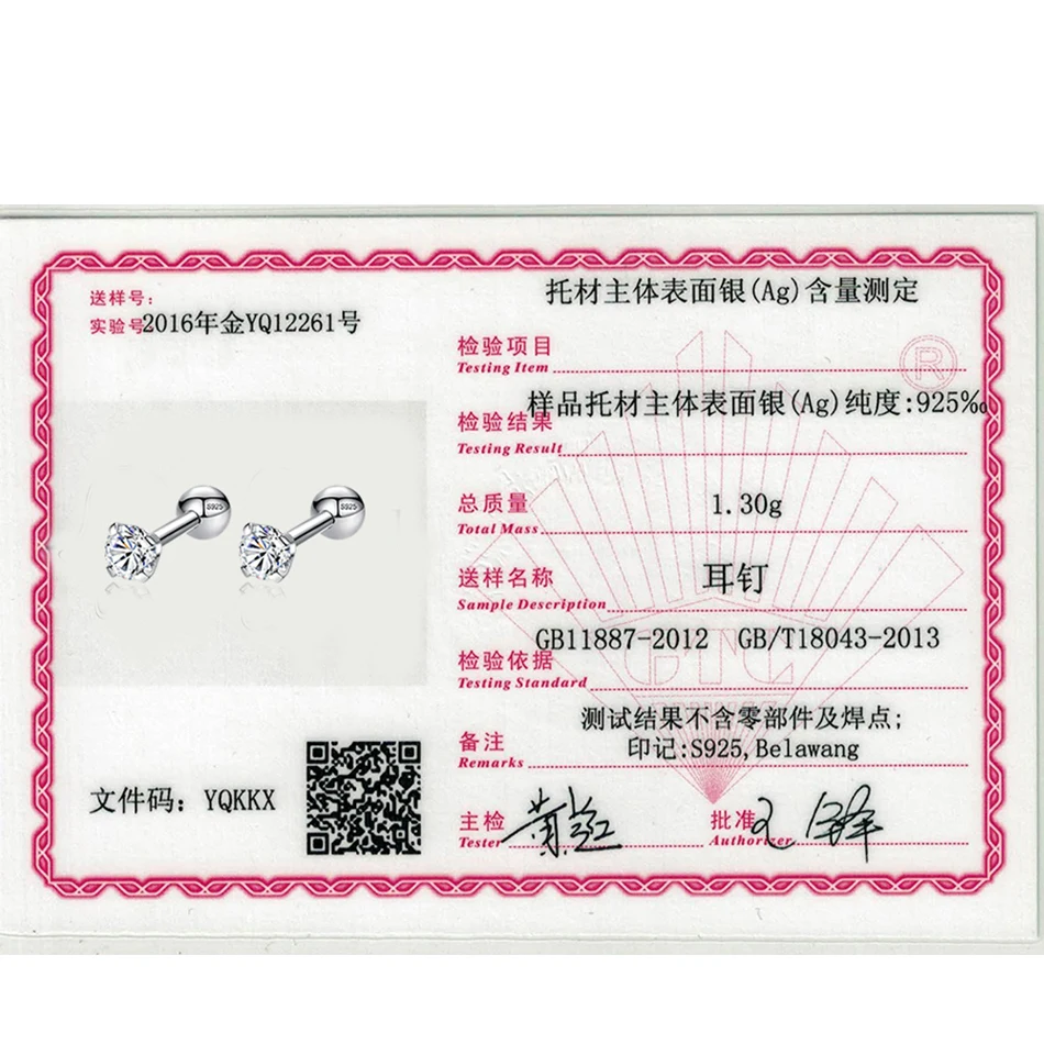 

BELAWANG Elegant Square Crystal Stud Earrings For Women Ladies 925 Sterling Silver AAA+ Zirconia Earrings Wedding Jewelry Gift