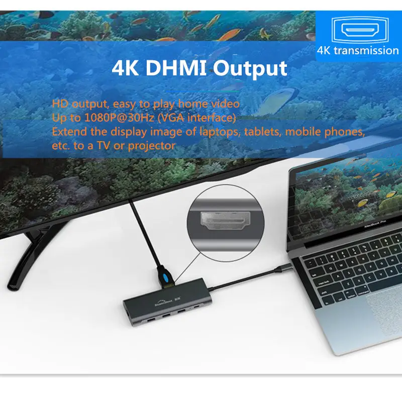 Концентратор C USB 3 0 концентратор Ethernet разъем типа PD для смартфона Huawei Xiaomi MacBook