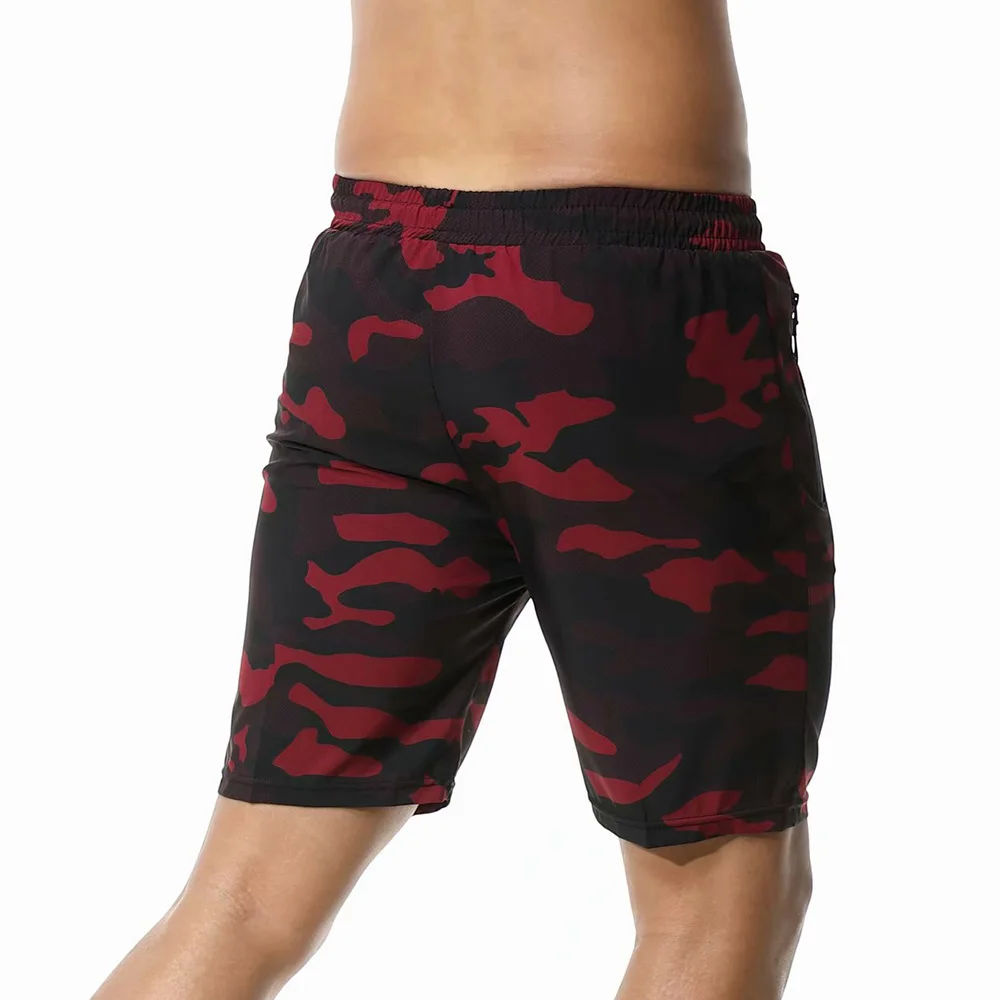 Summer Men's Shorts Quick-Drying and Breathable Sports Shorts Camouflage Drawstring Zipper Pocket Fitness Gym Running Shorts
