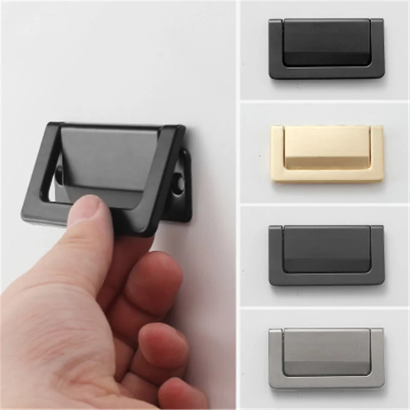 

1pc 64mm Black Silver Gold Hidden Cabinet Handles Zinc Alloy Kitchen Cupboard Pulls Drawer Knobs Door Furniture Handle Hardware