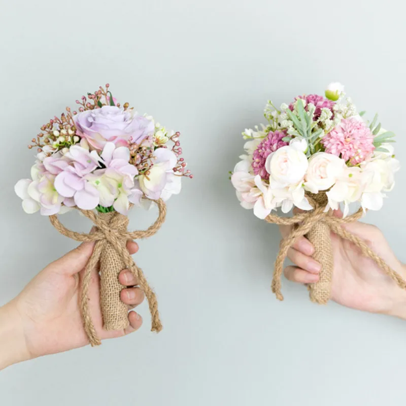 2 шт./лот мини свадебные букет шелковых цветок подружки невесты сестры Свадебные