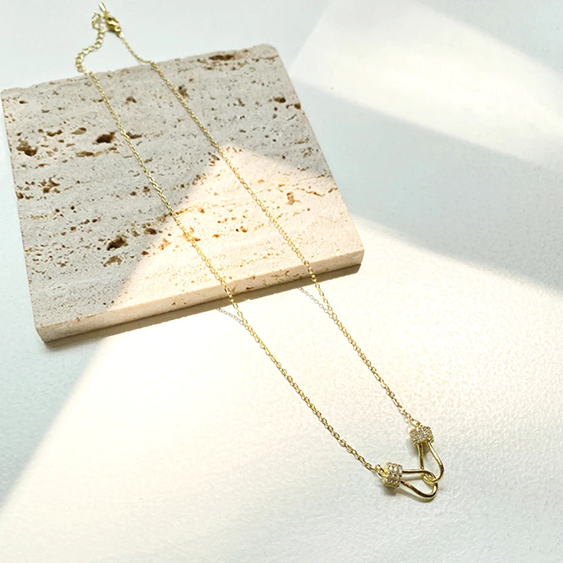 

Trendy Exquisite 14k Real Gold Charm Geometry Chain Necklace for Women High Quality Pendant Jewelry Bling AAA Zircon Party Gift