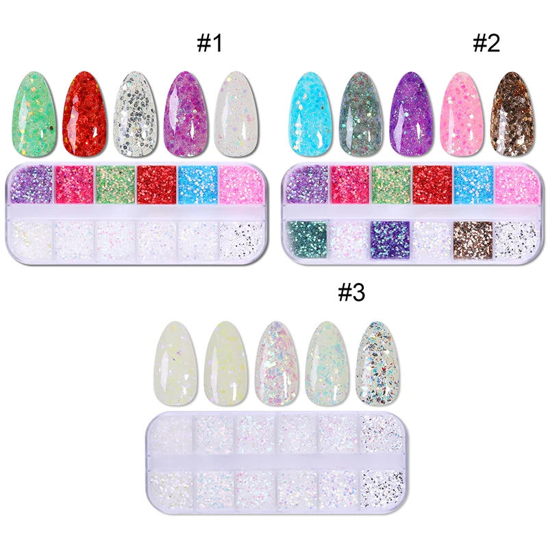 12 Маникюр для ногтей сетка блестящий порошок сверкающие блестки нейл Арта