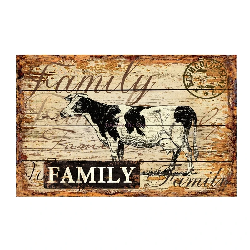 

Shabby Metal Tin Signs Family cow Farm Metal Plate Club Plaque Iron Painting Home Wall Stickers Retro Pub