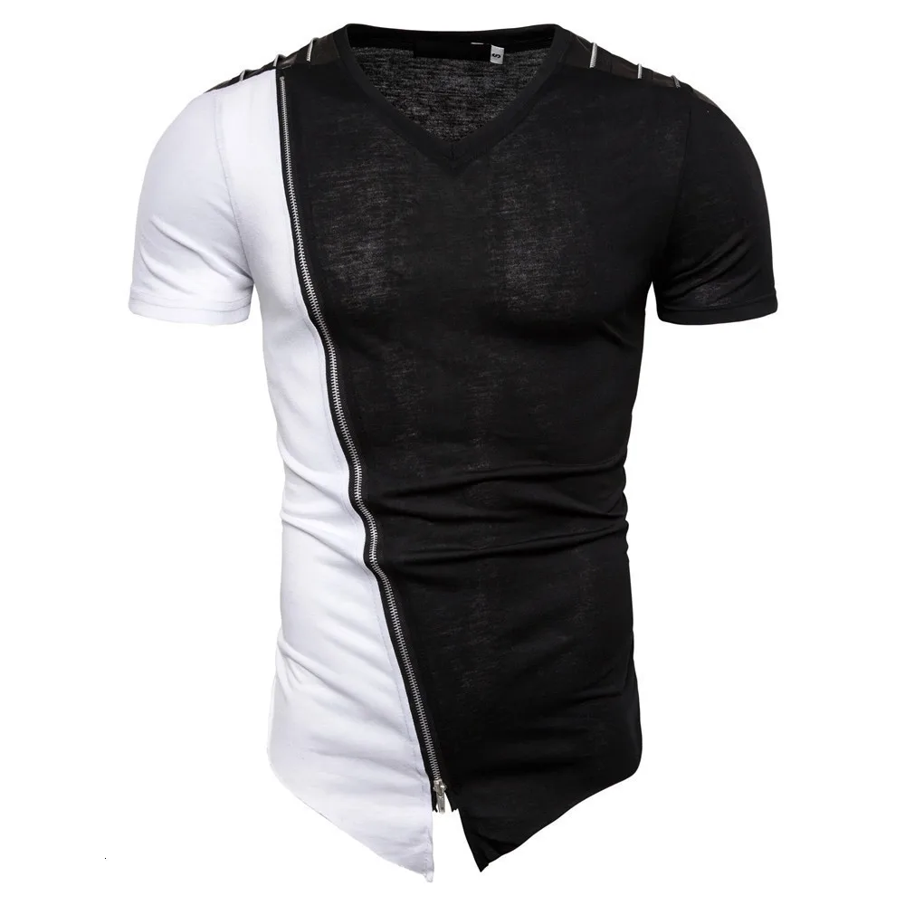 2019 футболка Nieuwe mannen Zomer rits Mannelijke в стиле хип хоп уличная с принтом Korte Mouw топы