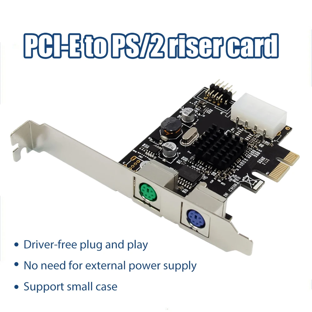 

Черная карта адаптера с коротким металлическим листом, свободный накопитель, компьютерная клавиатура, мышь, плата расширения PCI-E для PS2, для ...