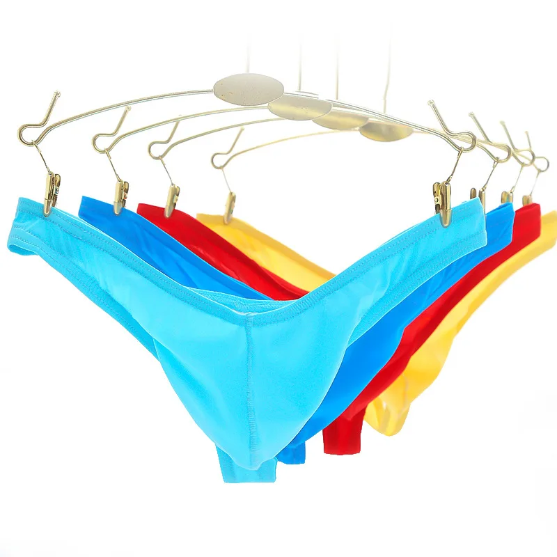 6 цветов сексуальные мужские g стринги Нескользящие ice silk cueca брендовые прозрачные