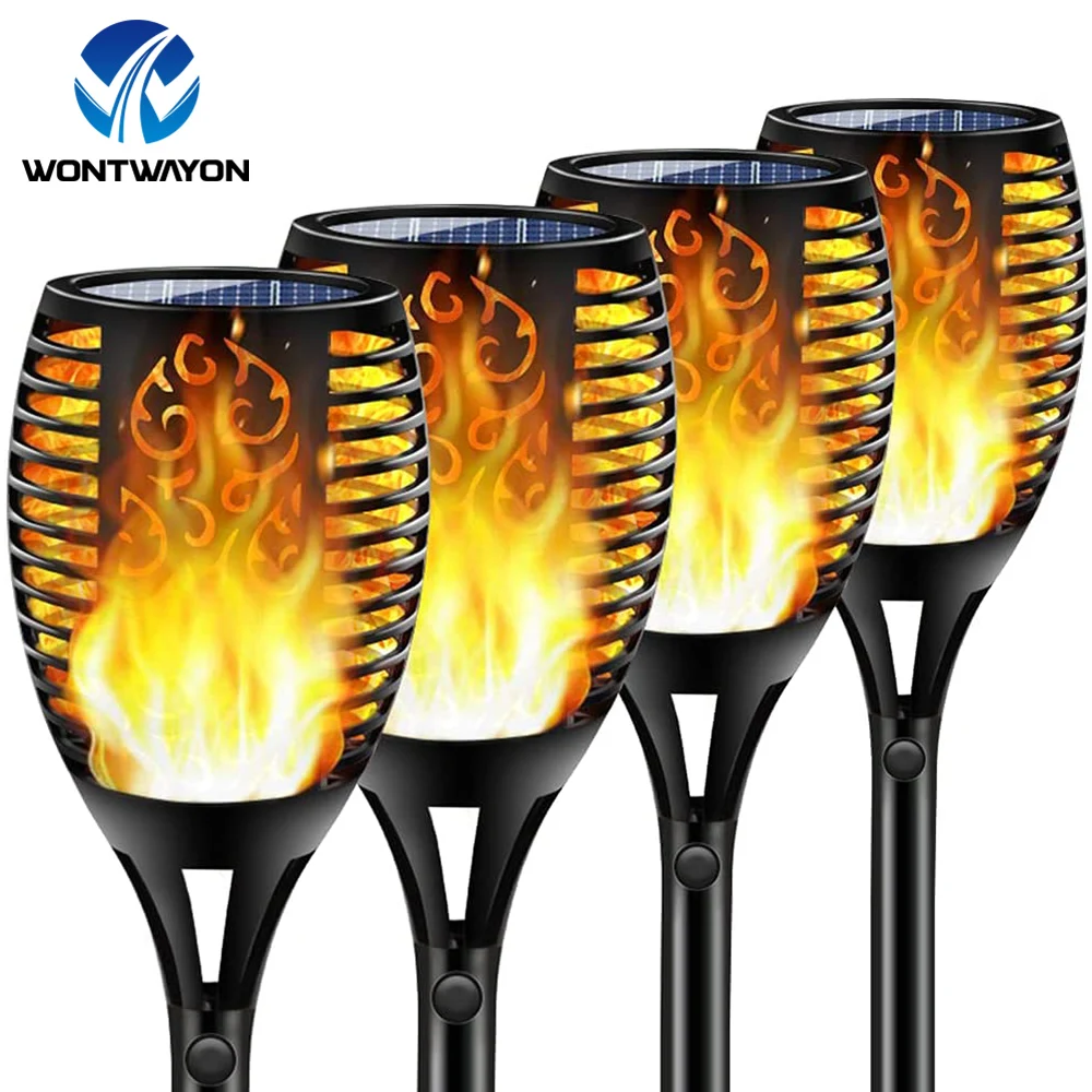 

12/33/51/96LED солнечный светильник с пламенем, уличный Водонепроницаемый Мигающий светильник для двора, газона, украшение сада светильник для дорожек