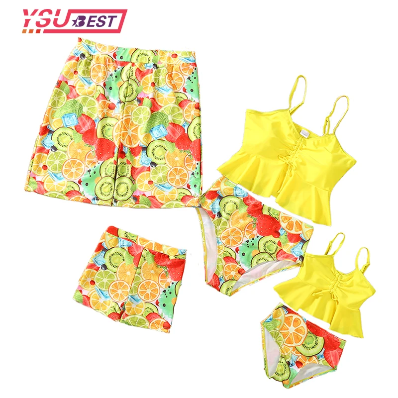 Mother and Daughter Bikini Summer Family Swimsuit Mommy and Me Clothes New Mom Father Son Beach Shorts Couple Matching Swimwear