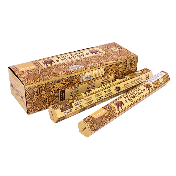 Благовоние Sarathi Наг Чампа Сандал Nag Champa Sandalwood шестигранник упаковка 6 шт &quotПеро
