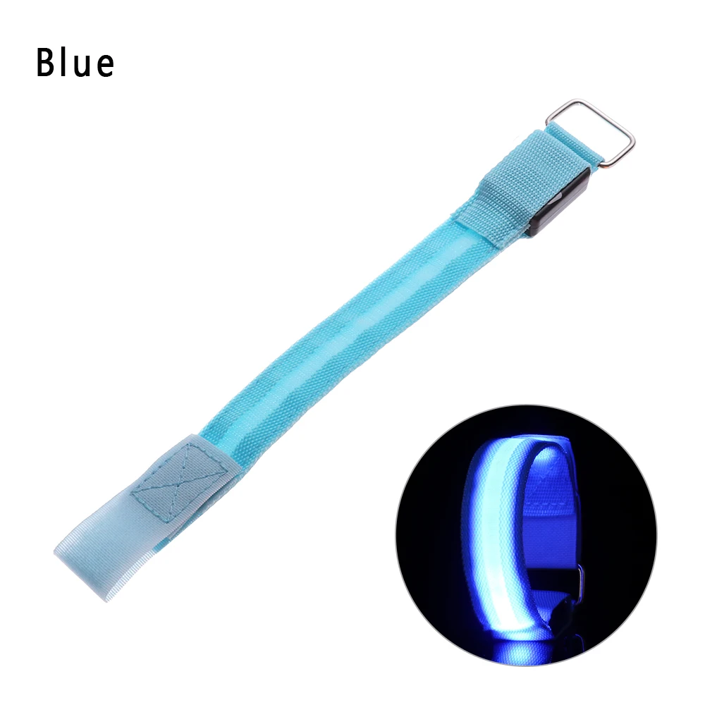 Blue 1 шт., 7 цветов, регулируемый светодиодный Напульсник для езды на велосипеде для ночного бега+ 2 батарейки CR2032, светящиеся браслеты, светильник для велосипеда - Цвет: Blue