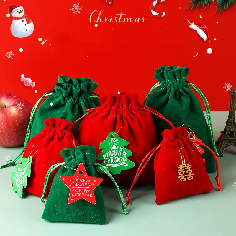 Новинка 2021 красные/зеленые бархатные коробки для конфет рождественской